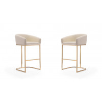 Manhattan Comfort 2-BS016-CR Louvre 40 in. Cream and Titanium Gold Stainless Steel Barstool (Set of 2)